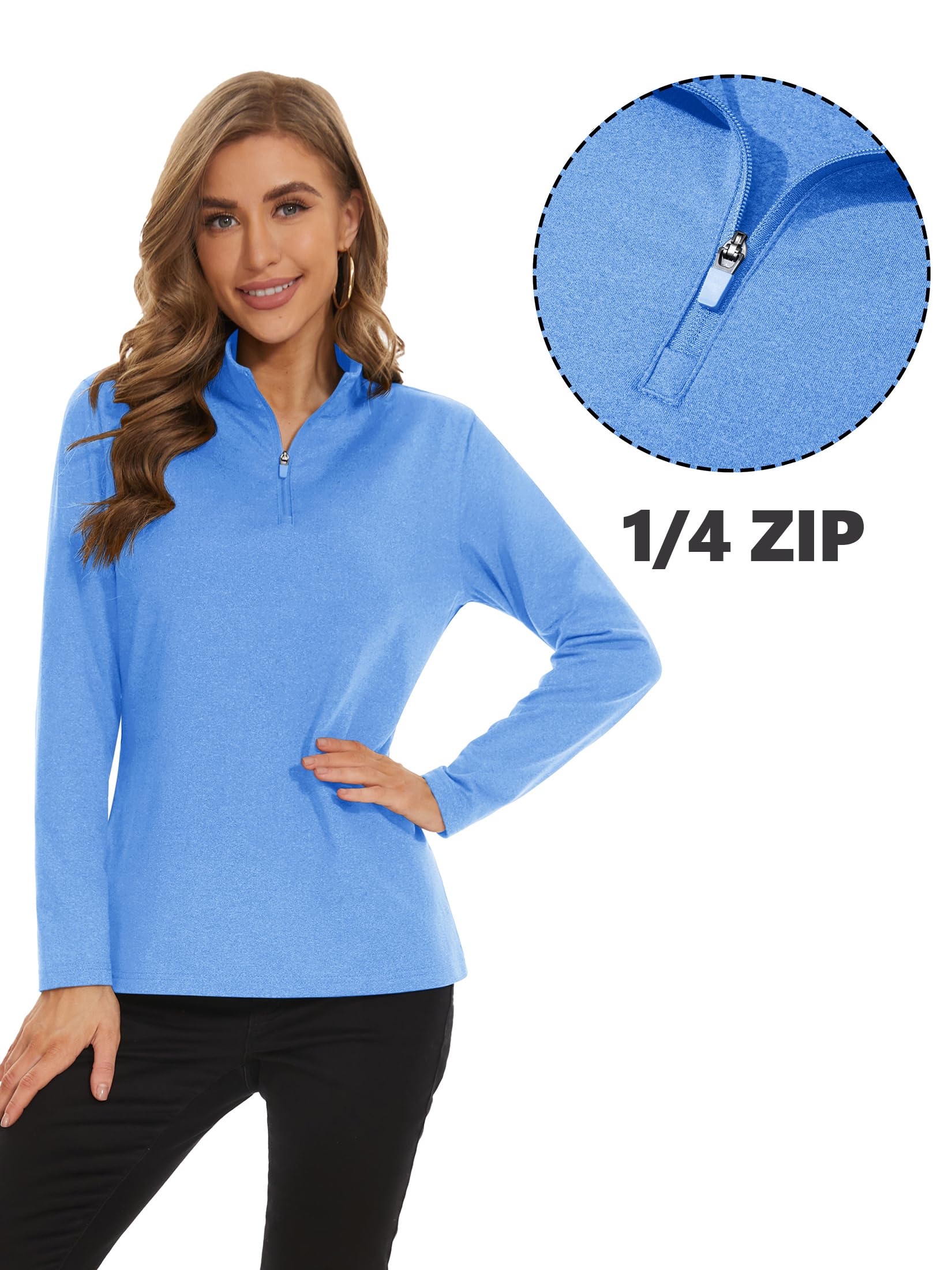 MAGCOMSEN Women's 1/4 Zip Fleece Pullover - Lightweight Long Sleeve Athletic Shirt for Running, Workout & Hiking | Comfortable & Breathable for Outdoor Activities & Casual Wear