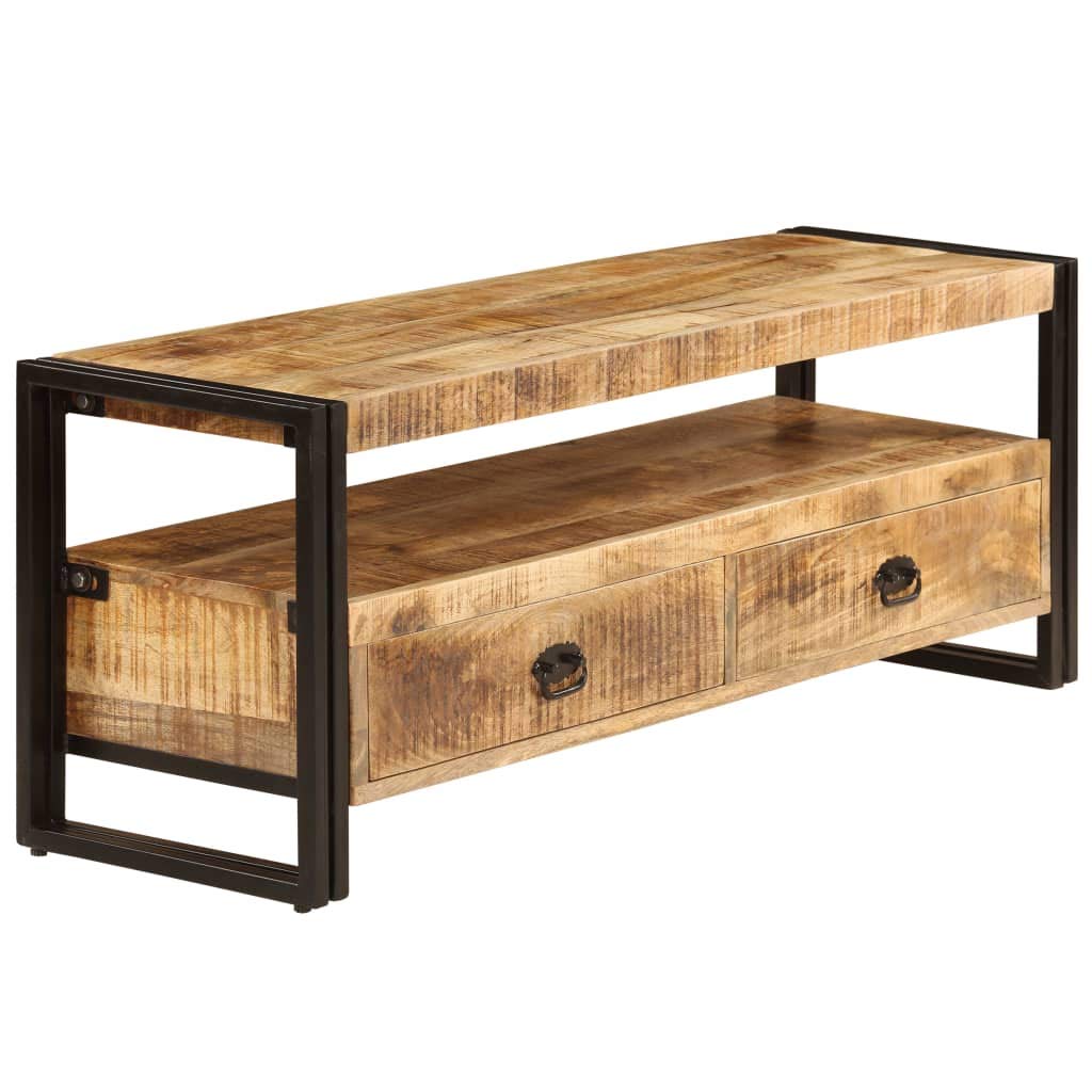 Industrial Solid Mango Wood TV Stand with Storage Drawers - 47.2