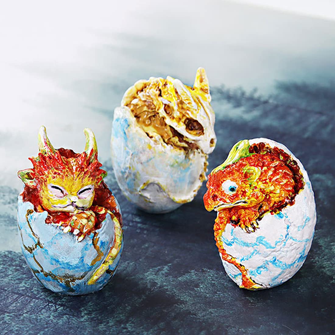 Voyyphixa 3-Piece Dragon Egg Silicone Mold Set - 3D Animal Epoxy Resin Molds for DIY Keychains, Pendants, Broken Dinosaur Crafts - Perfect for Easter Decorations & Resin Casting Projects