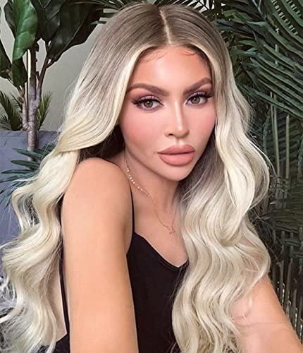 Platinum Blonde Ombre Lace Front Wig - Natural Looking Human Hair Wig for Women | Perfect for Cosplay, Parties & Daily Wear