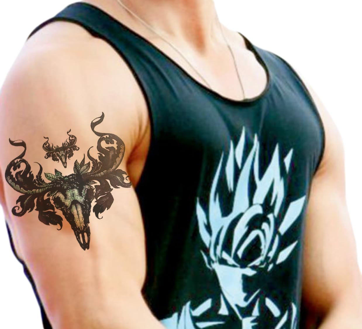 Waterproof Temporary Tattoo Stickers for Men & Women - 3D Realistic Flowers, Butterflies, Stars, Angels, Wolves & Armband Designs (21x15cm) | Perfect for Parties, Halloween, Cosplay & Body Art | HB-052