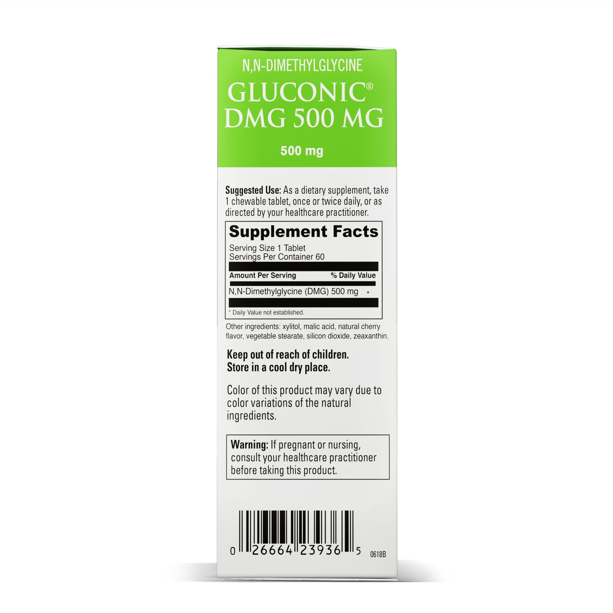 DAVINCI Labs Gluconic DMG 500mg - Immune & Endurance Support Supplement with N,N-Dimethylglycine - Vegetarian, Gluten-Free Chewable Tablets (60 Count) - Ideal for Athletes, Fitness Enthusiasts & Immune Health Support