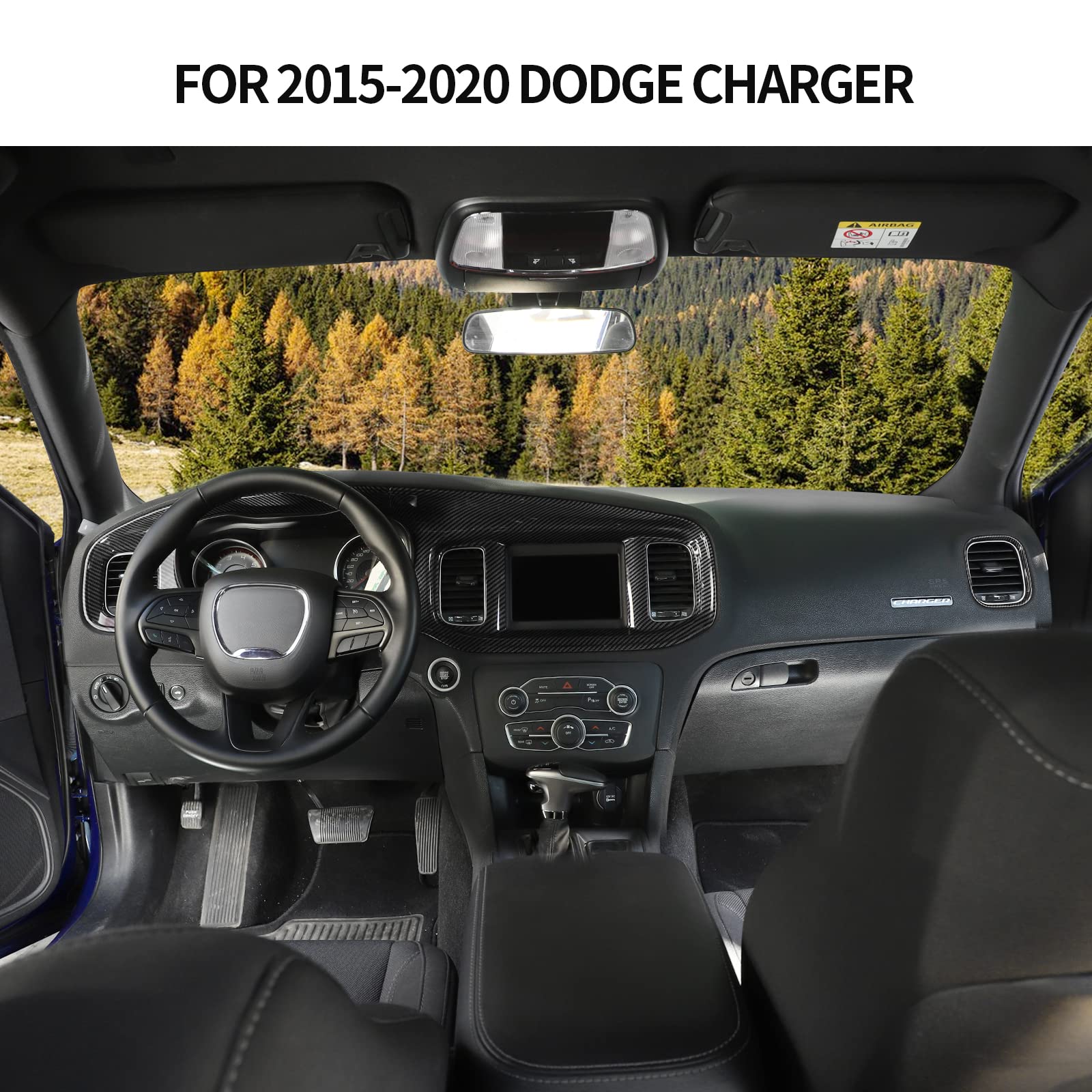 Carbon Fiber Center Console Dashboard Trim Cover for 2015-2020 Dodge Charger - Interior Accessories Upgrade for Enhanced Style & Protection | Perfect for Car Enthusiasts & Customization Lovers