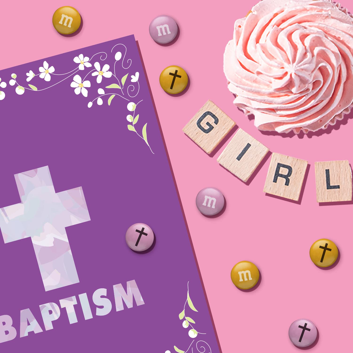 M&M'S Milk Chocolate Baptism Candy for Girls - 5lb Bulk Candy with Cross Design, Perfect for Christening Gifts, Baby Shower Favors, Cupcake Decorations & Baptism Party Supplies | Great for Church Events, Sunday School Treats & Religious Celebrations