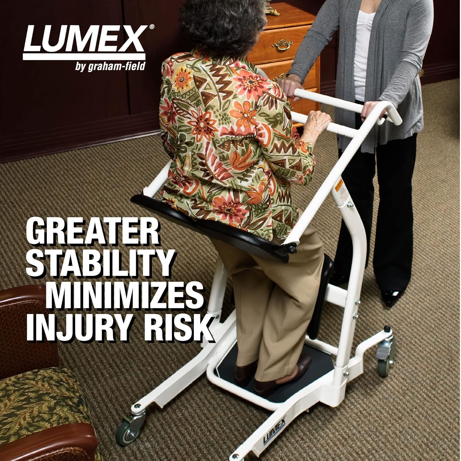 Lumex Stand Assist Patient Lift LF1600 - Safe Sit to Stand Transfer Aid for Elderly & Disabled - Home & Hospital Mobility Equipment for Easy Transport & Caregiving