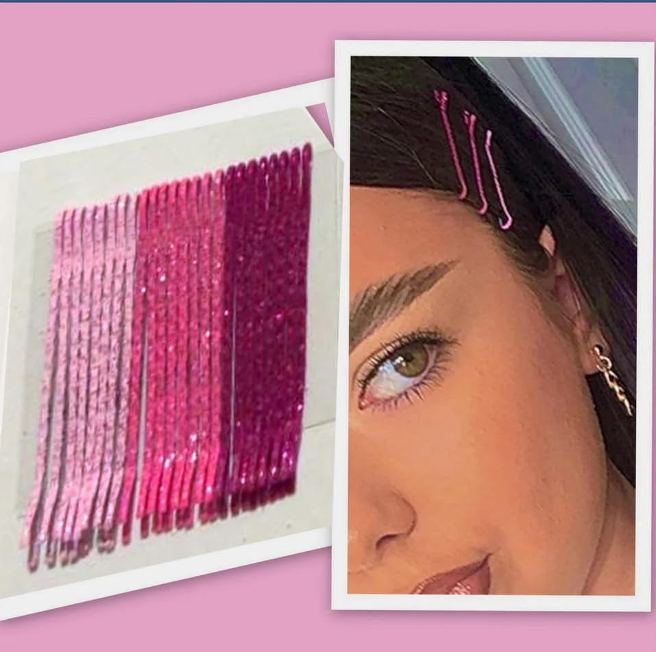PLUCKET® 24Pcs Multicolor Glitter Bobby Pins Hair Clips for Women - Hair Barrettes, Side Pins, Hair Accessories Set (Blue) | Perfect for Parties, Weddings, Prom & Everyday Hairstyles