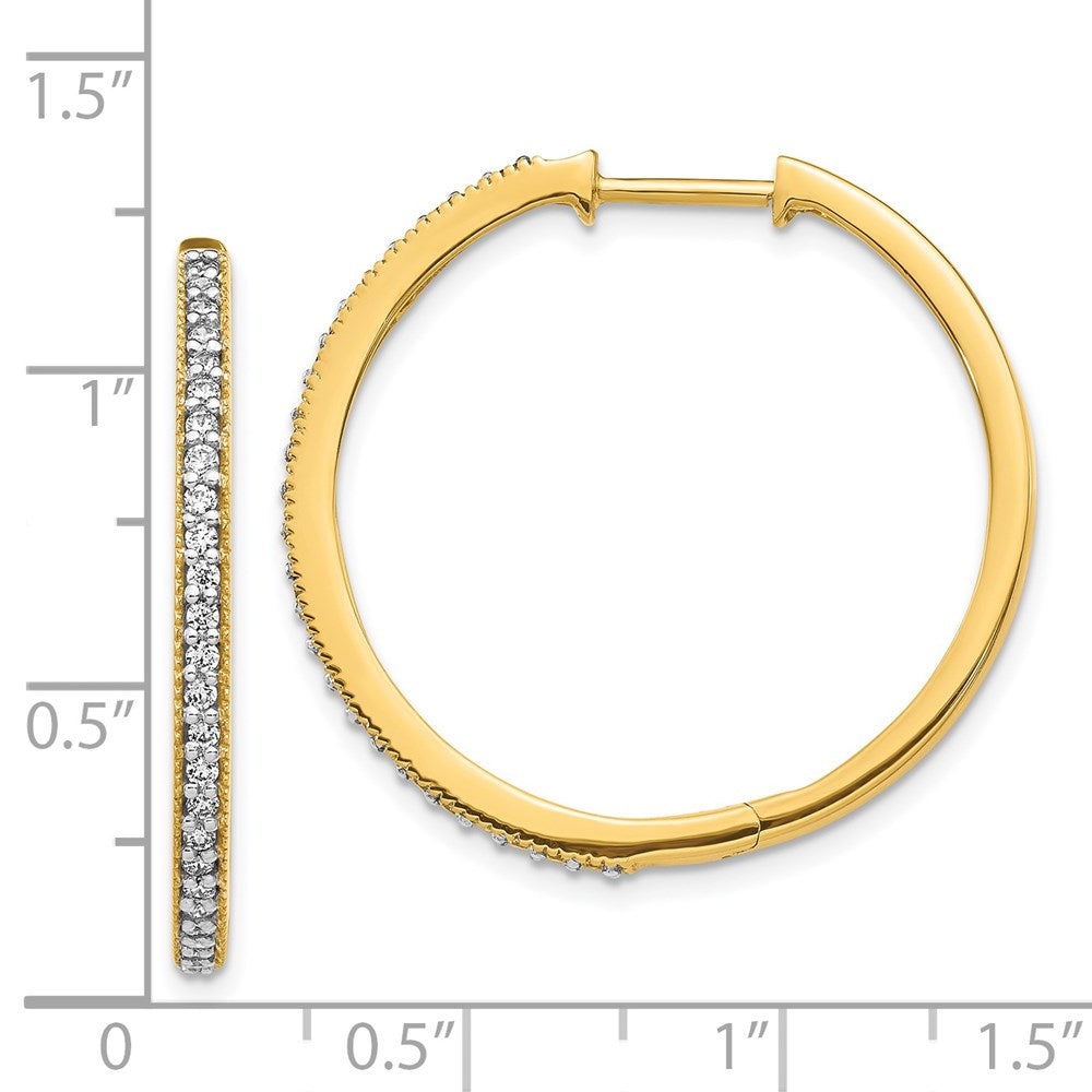 14K Gold Diamond Milgrain Hinged Hoop Earrings - EM4280 055 YA | Elegant Dangle Earrings for Women | Perfect for Weddings, Parties & Special Occasions
