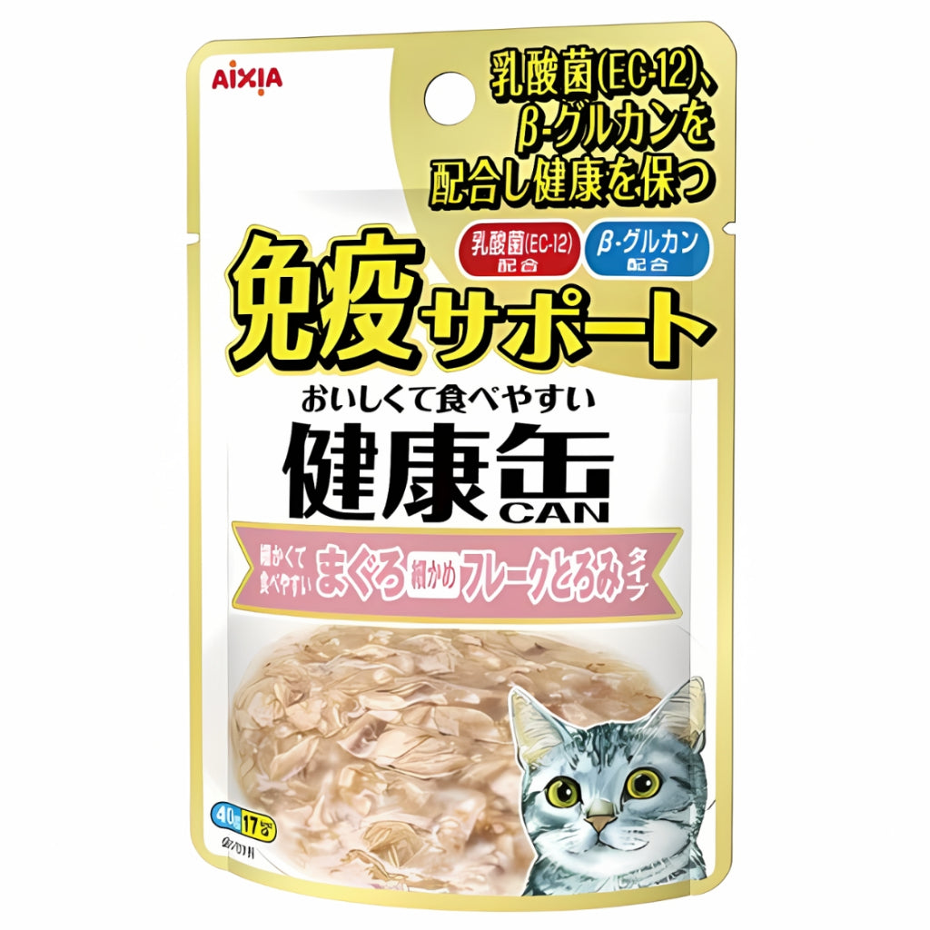 Aixia Kenko Pouch 40g Cat Treats for All Ages - Kitten to Senior Cats | Water & Energy Supplement with Oral Care Benefits | 3 Texture Varieties | Perfect for Hydration Boost & Dental Health at Home or Travel