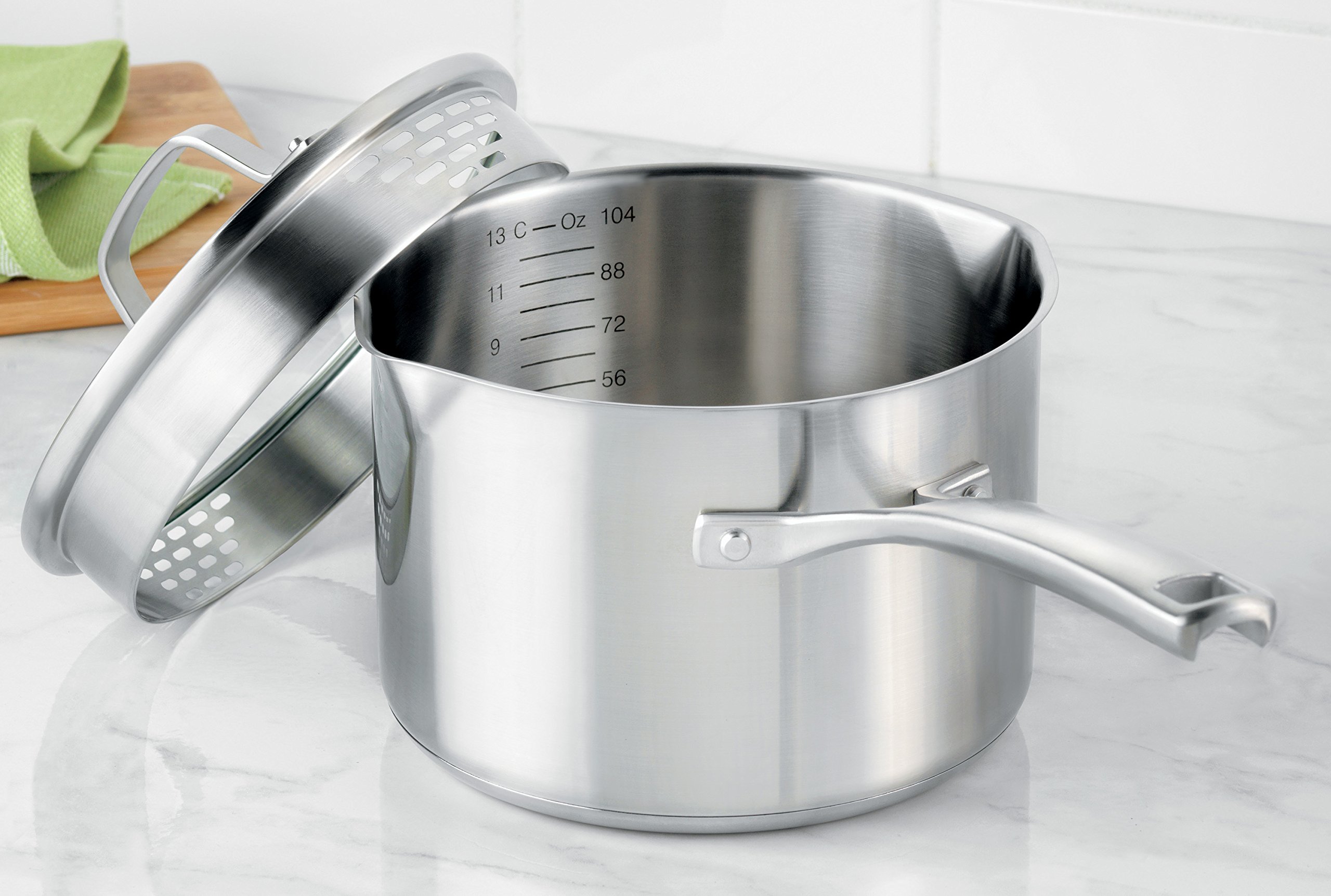 Calphalon Classic 10-Piece Stainless Steel Cookware Set - Pots and Pans with Sauce Pan (3.5-Quart) for Professional Cooking & Home Kitchen Use