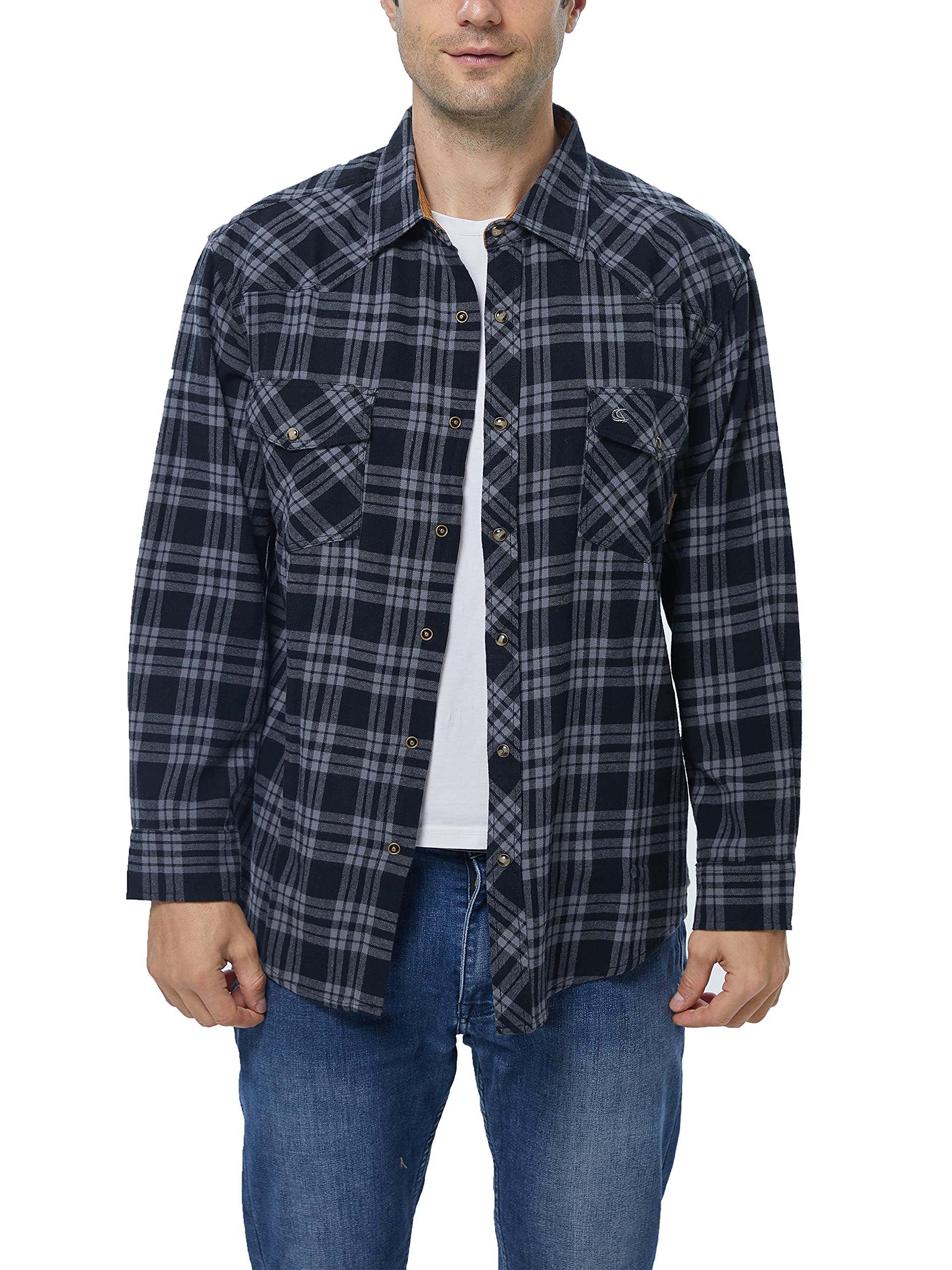 COEVALS CLUB Men's Flannel Shirts - Long Sleeve Western Snap Button Plaid Shirt for Casual & Work Wear | Perfect for Outdoor Adventures, Camping and Fall Layering