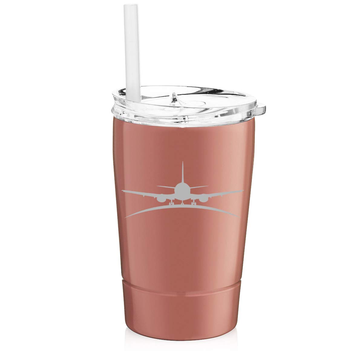 12 oz Stainless Steel Vacuum Insulated Tumbler - Double Wall Travel Mug with Straw & Lid - Rose Gold - Keeps Drinks Hot/Cold for Hours - Perfect for Coffee, Tea, Smoothies - Ideal for Office, Commuting, Airplane Travel & Outdoor Activities
