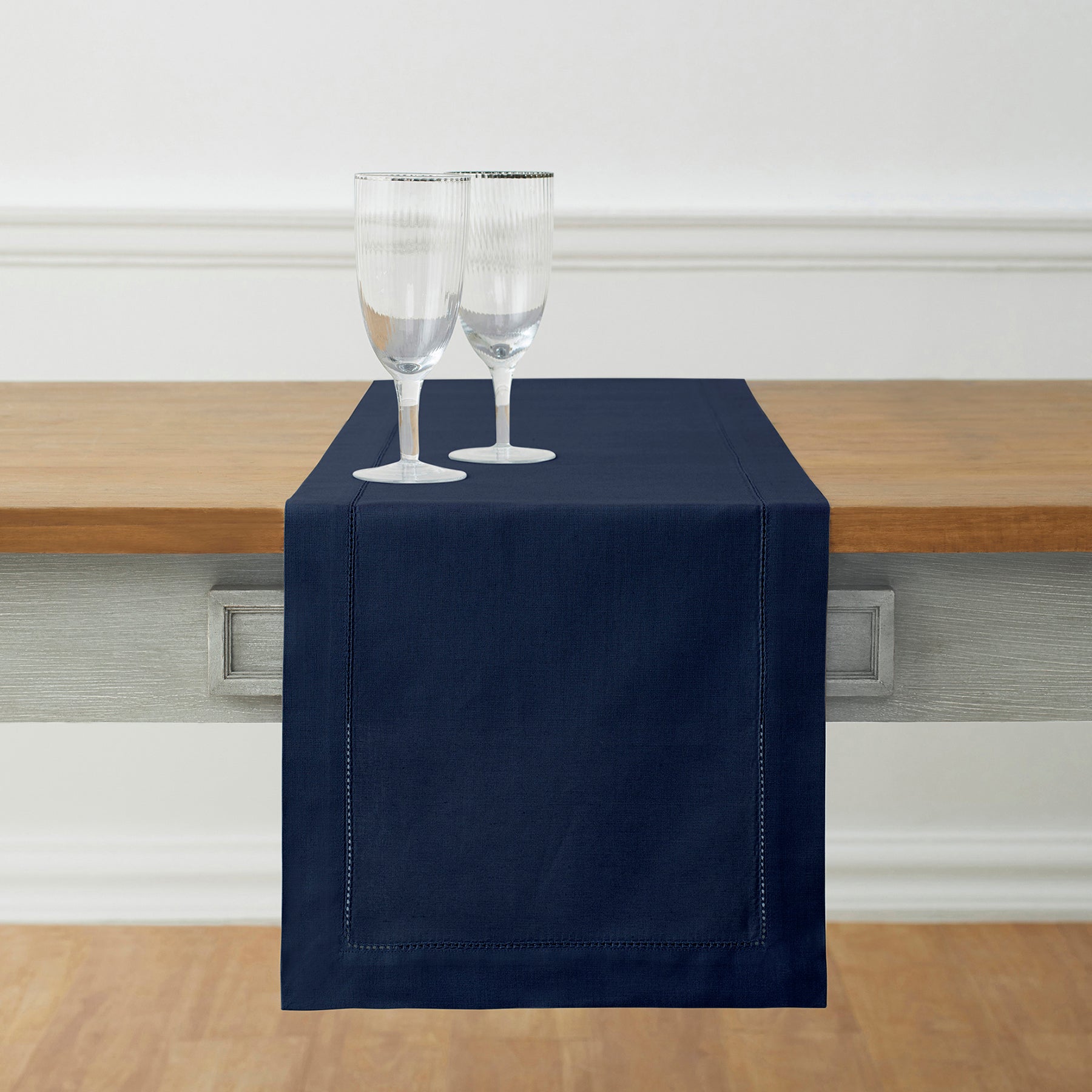 Premium Cotton Linen Hemstitch Table Runner - Elegant Dining Table Decor for Weddings, Parties & Home Decor