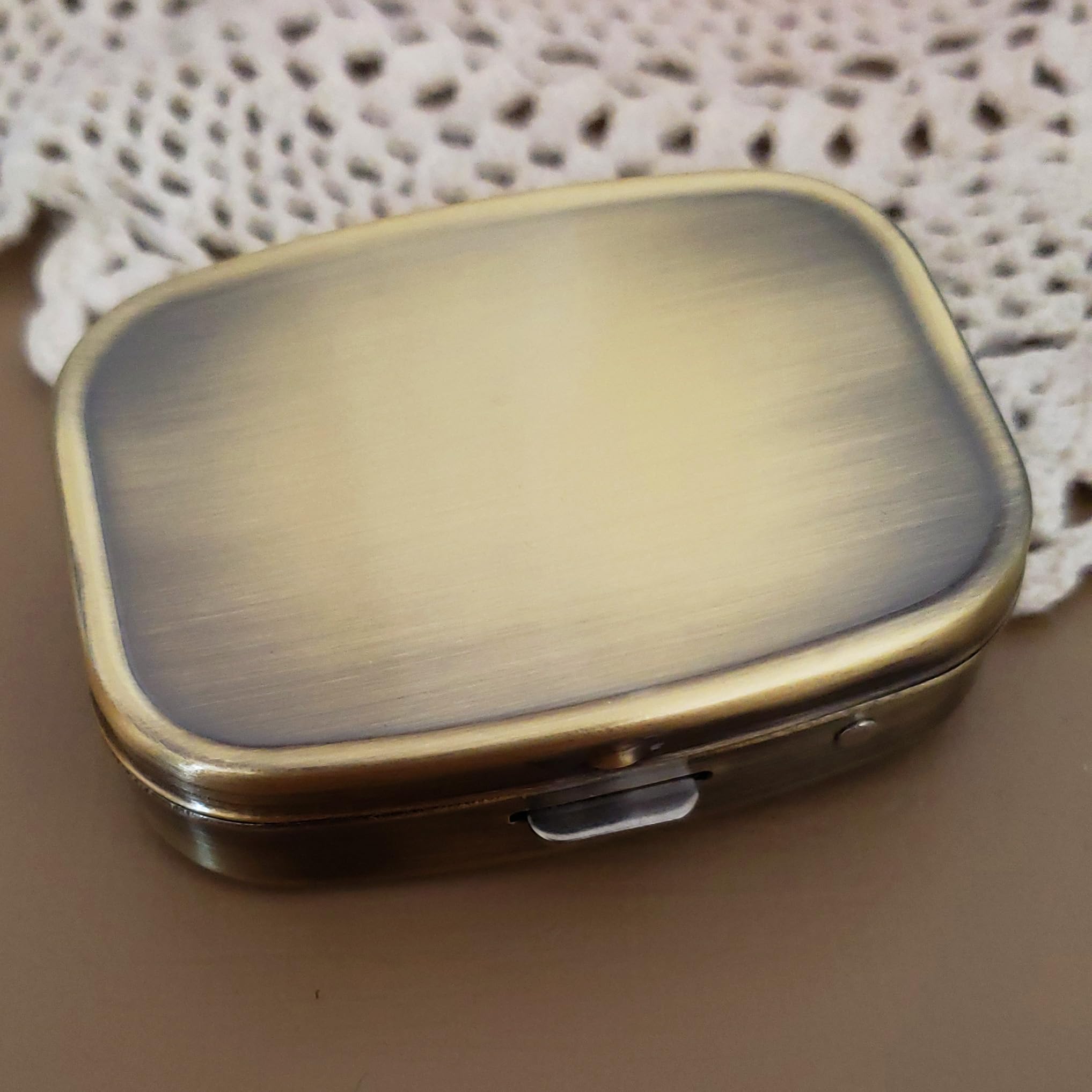 Elegant Brass Pill Box with Gift Box - Stylish Decorative Pill Case for Travel & Daily Use - Perfect for Organizing Vitamins, Medications & Supplements - Rectangle Design
