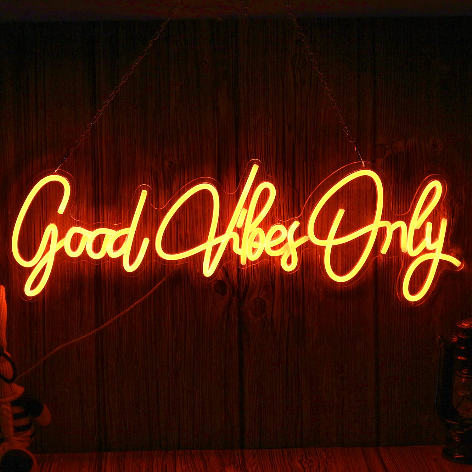 Good Vibes Only Neon Sign Light - Vibrant Wall Art Decor for Home, Bar, Club & Party | Unique Gift for Christmas, Rave & Apartment Decor (Orange)