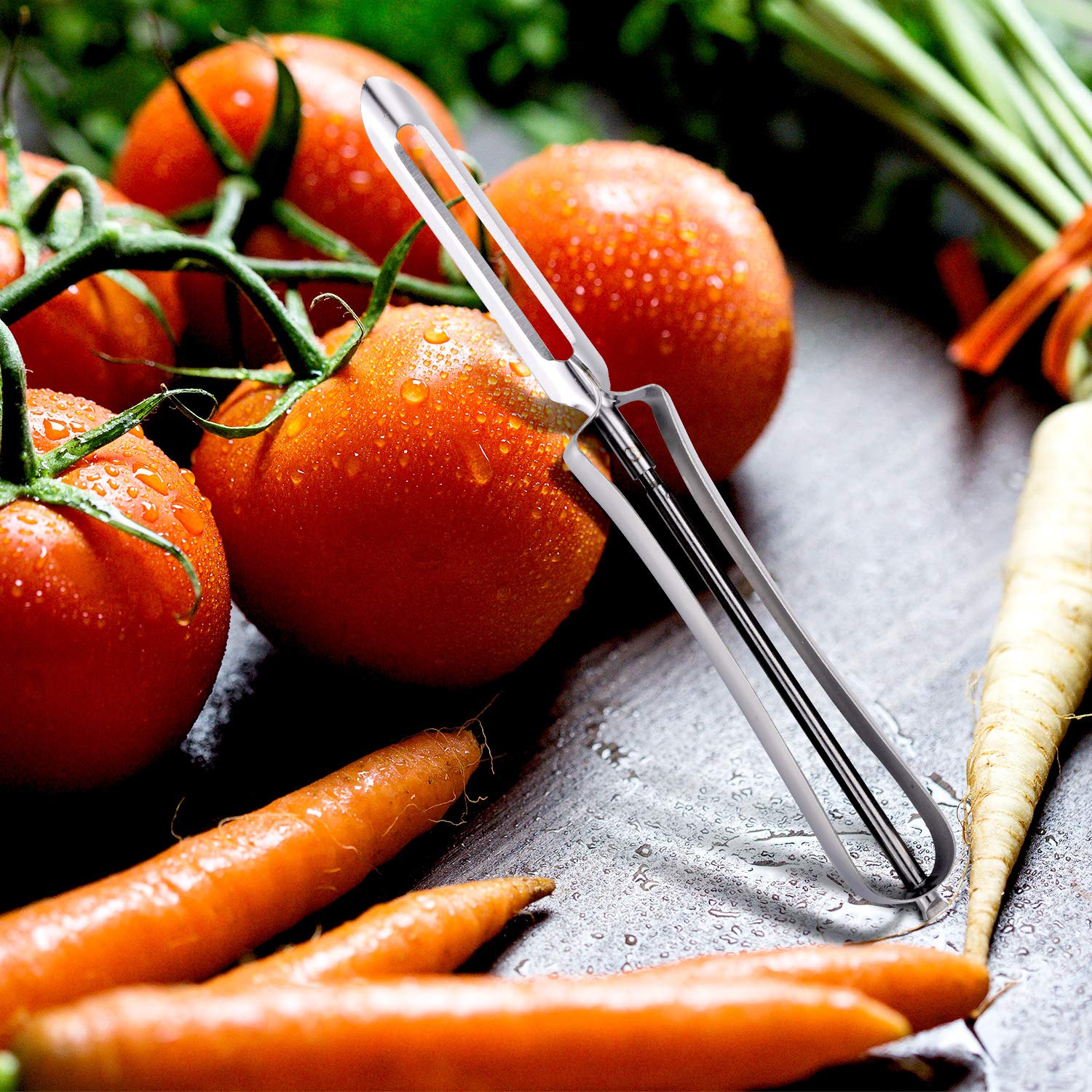 Premium Stainless Steel Rotary Peeler Set - 5 Piece Kitchen Tool for Fruits & Vegetables - Effortless Peeling for Carrots, Potatoes, Apples & More - Ideal for Home Cooking, Meal Prep & Professional Kitchens