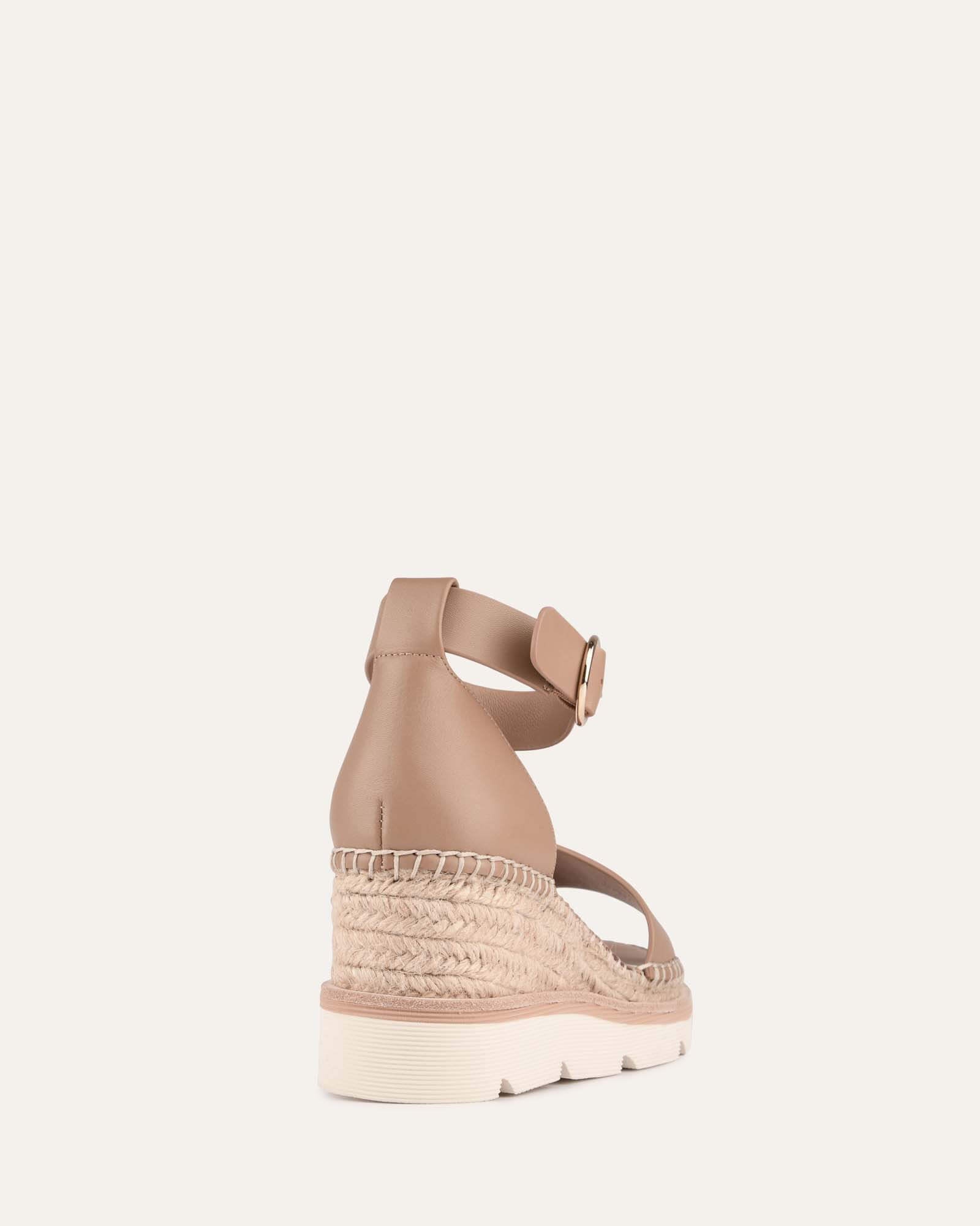 Kelly Women's Tan Leather Mid Heel Wedge Sandals - Comfortable & Stylish for Work, Parties & Summer Outings