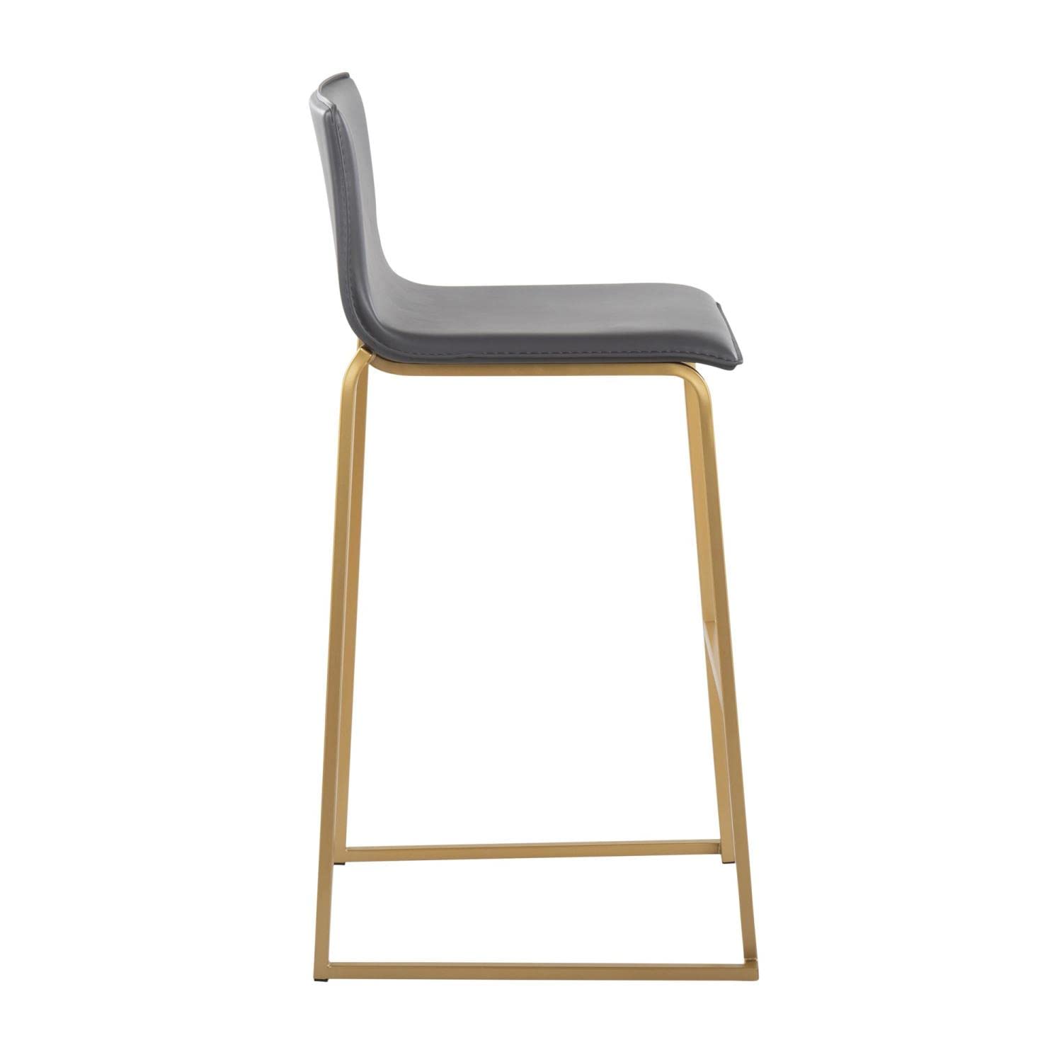 LumiSource Mara Bar Stool Set of 2 - Modern Counter Height Bar Chairs with Metal Frame & PU Cushion for Kitchen Island, Breakfast Nook & Home Bar Decor