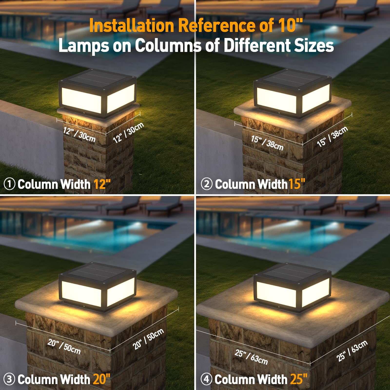 Solar Post Lights Outdoor Waterproof - Modern Aluminum Column Lights with Dusk to Dawn Sensor, Flat Surface Deck Lamp for Porch, Fence, Patio, Garden & Pathway Lighting | Weatherproof & Energy Efficient Landscape Lighting Solution