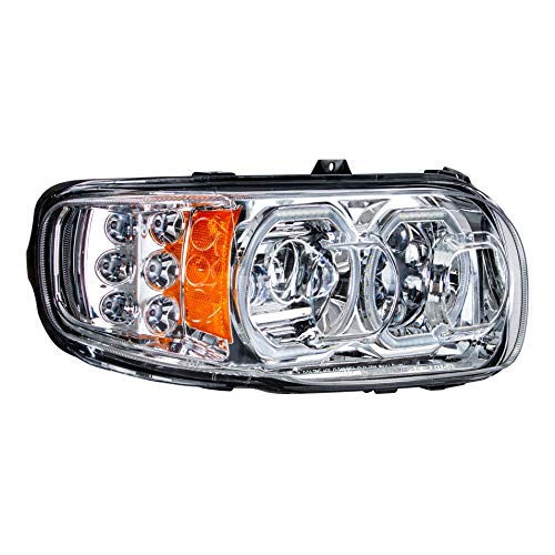 United Pacific 35785 Right Hand LED Headlight Assembly - Chrome Housing, High/Low Beam, 6 LED Turn Signal & 100 LED Position Light - Perfect for Truck & SUV Upgrades