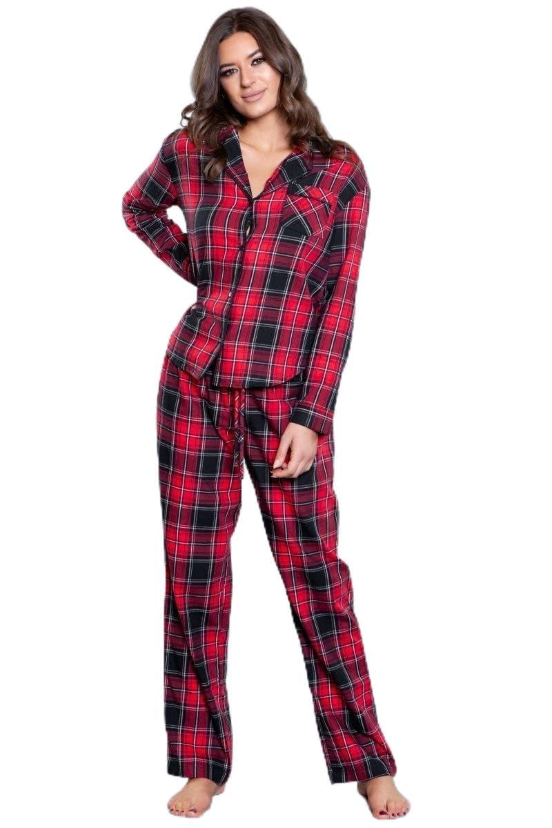 Saige 1885 Red Pajama Set for Women - Soft & Comfortable Sleepwear for Nighttime Relaxation and Lounging
