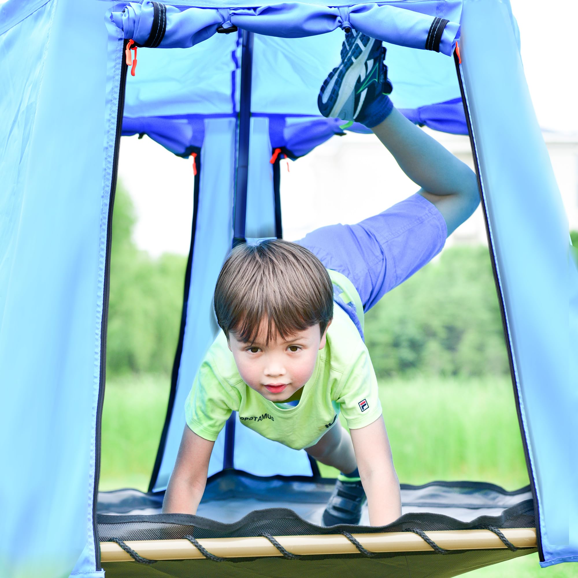 **Merax 10FT Outdoor Climbing Dome with Play Tent – Kids Jungle Gym for Ages 3-10, Supports 1000 lbs, Easy Assembly Backyard Play Equipment (Blue & Coffee) – Perfect for Backyard Fun, Playdates, and Outdoor Adventures**