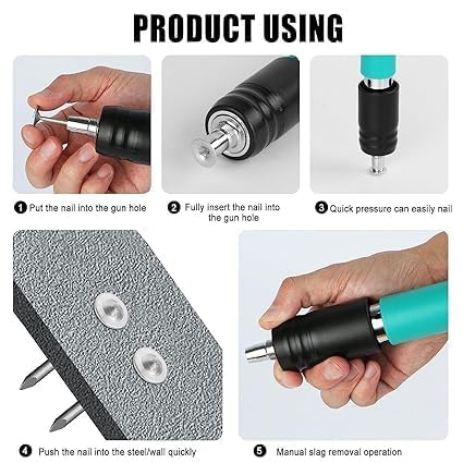 Kesig® Manual Steel Nail Gun for Cement Walls - Portable Concrete Nail Fastening Tool, Lightweight & Efficient for Woodworking, Home DIY Projects | Perfect for Hanging Pictures, Shelves & Wall Decorations