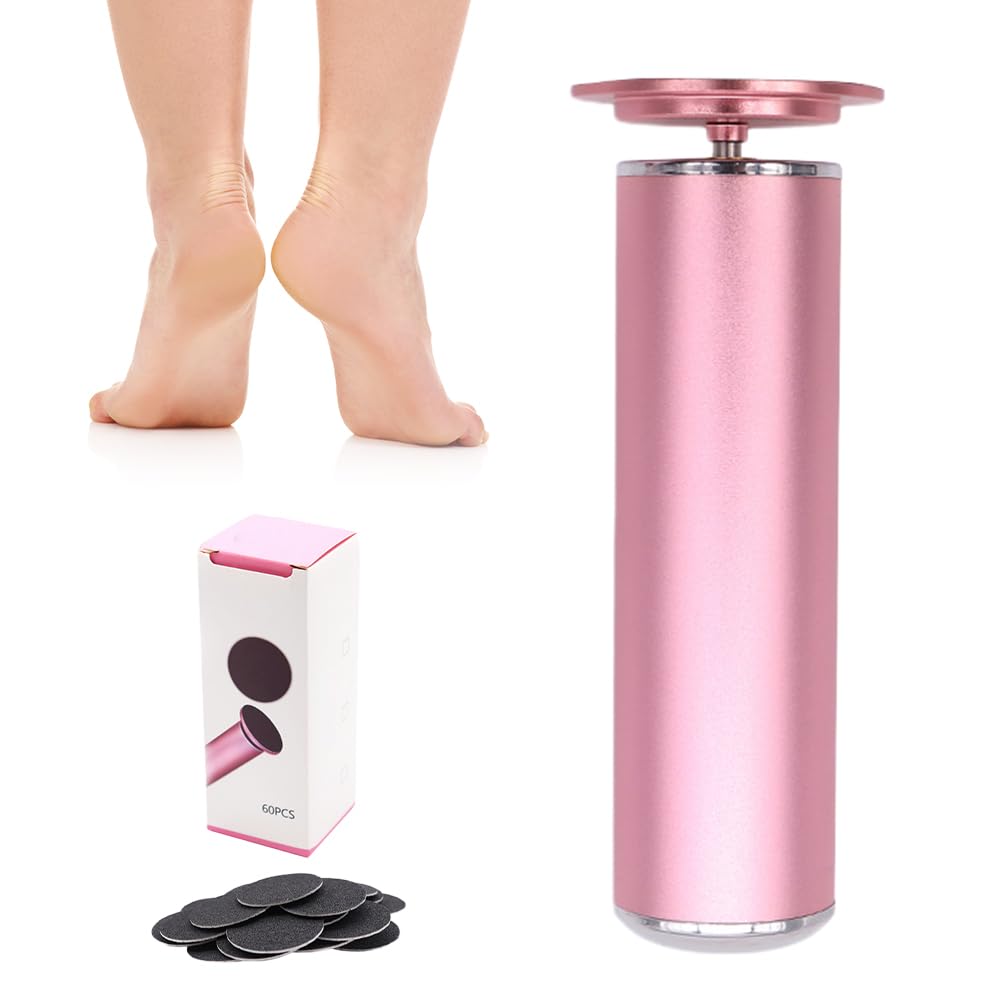 2024 Upgraded Electric Foot Callus Remover - Professional Pedicure Tool with 60pcs Sandpaper Disks for Dead Skin Removal, Foot File & Sander (Pink) - Perfect for At-Home Pedicures, Dry Cracked Heels & Soft Smooth Feet Care