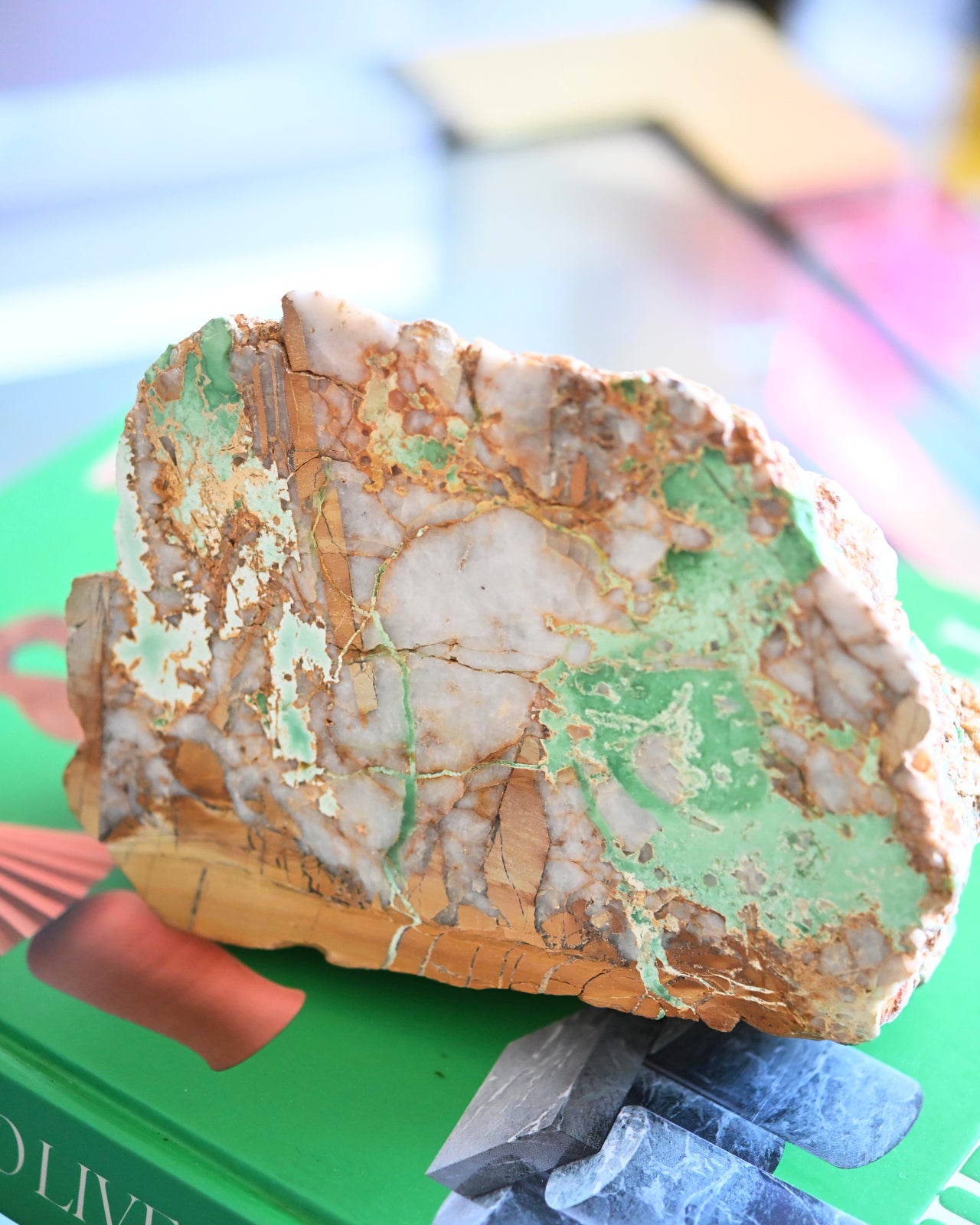 Natural Australian Variscite Stone with Polished Face - 4lbs Raw Crystal Specimen for Jewelry Making, Meditation & Home Decor