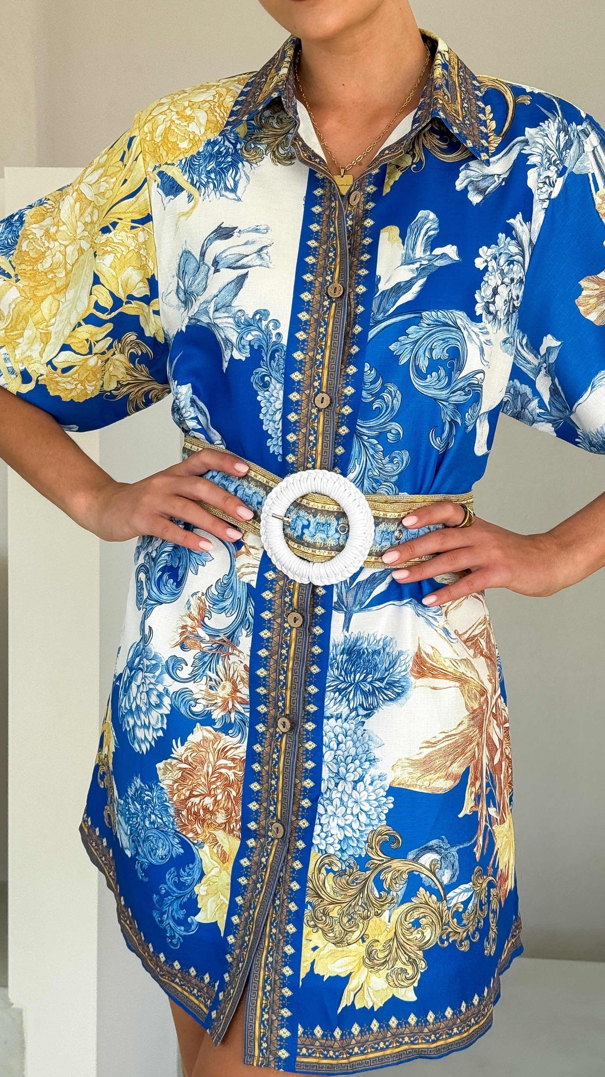 Annika Short Sleeve Mini Dress - Blue Doll Style Summer Casual Dress for Women | Perfect for Beach, Party & Date Night Outfits
