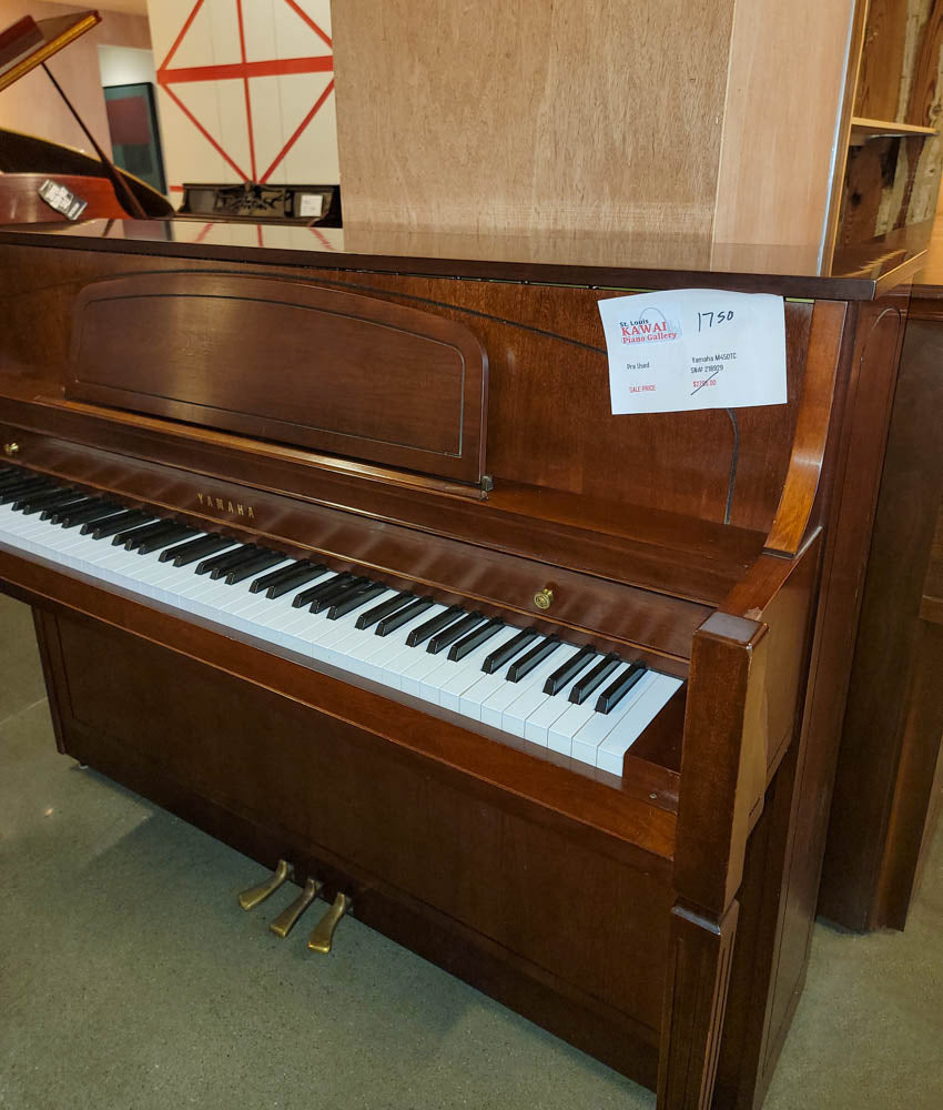 Vintage 1962 Yamaha 44 M450TC Spinet Piano in Dark Satin Walnut Finish | Serial Number 218929 | Used Antique Piano for Home Decor, Music Room, or Collector's Item