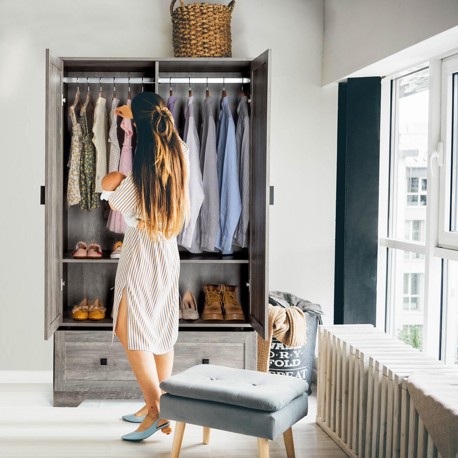 Modern Grey Closet Organizer 38
