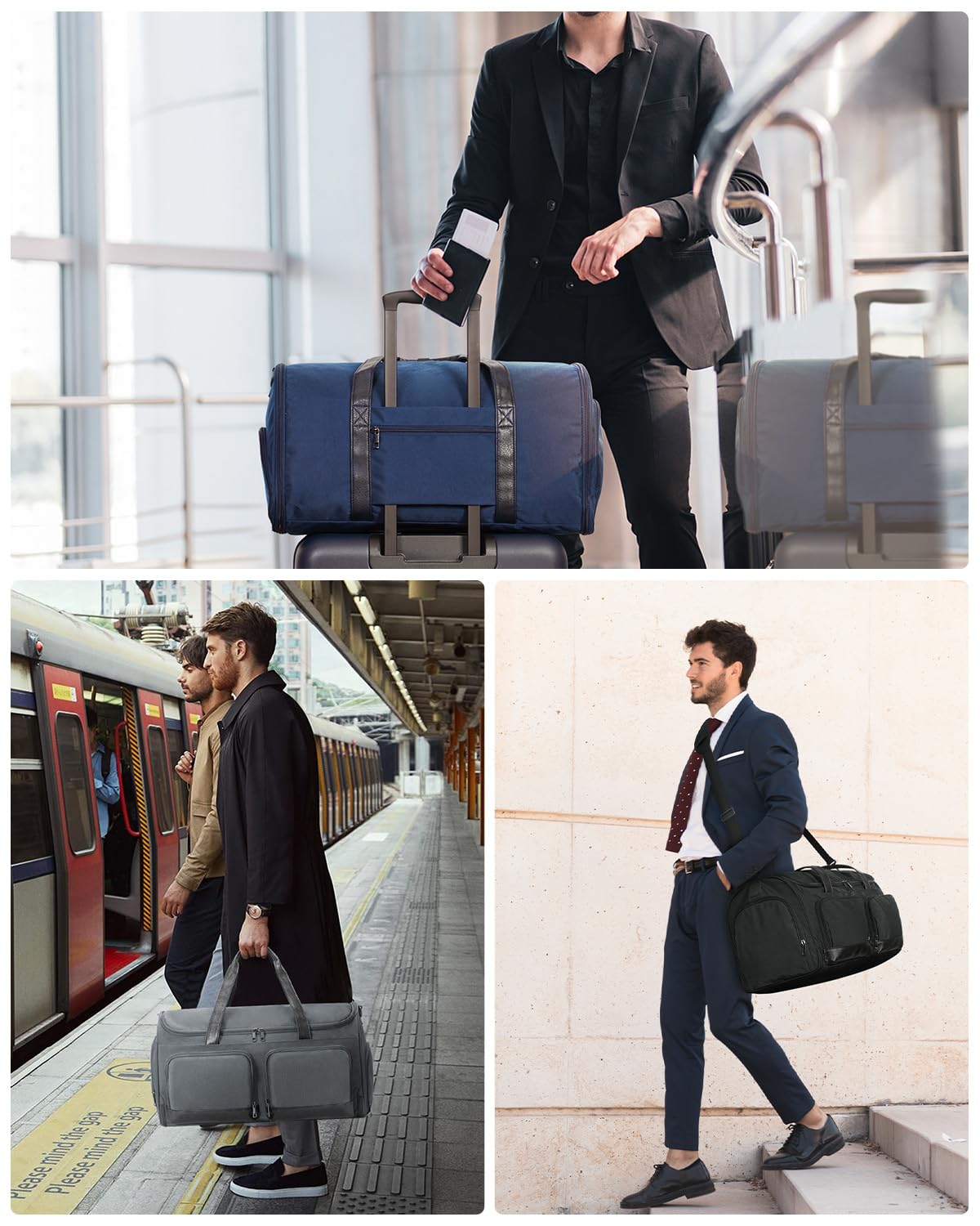 Premium Convertible Garment Bag for Travel - 2-in-1 Hanging Suitcase & Duffle with Wet Pocket & Toiletry Bag | Carry-On Luggage for Business Trips, Weddings & Weekend Getaways (Black) - Perfect for Men & Women