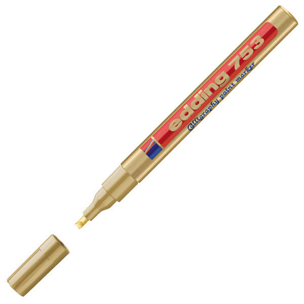 edding 753 Calligraphy Paint Marker Pen - Premium Brush Tip for DIY, Signage & Art Projects - Perfect for Glass, Metal, Wood & Canvas