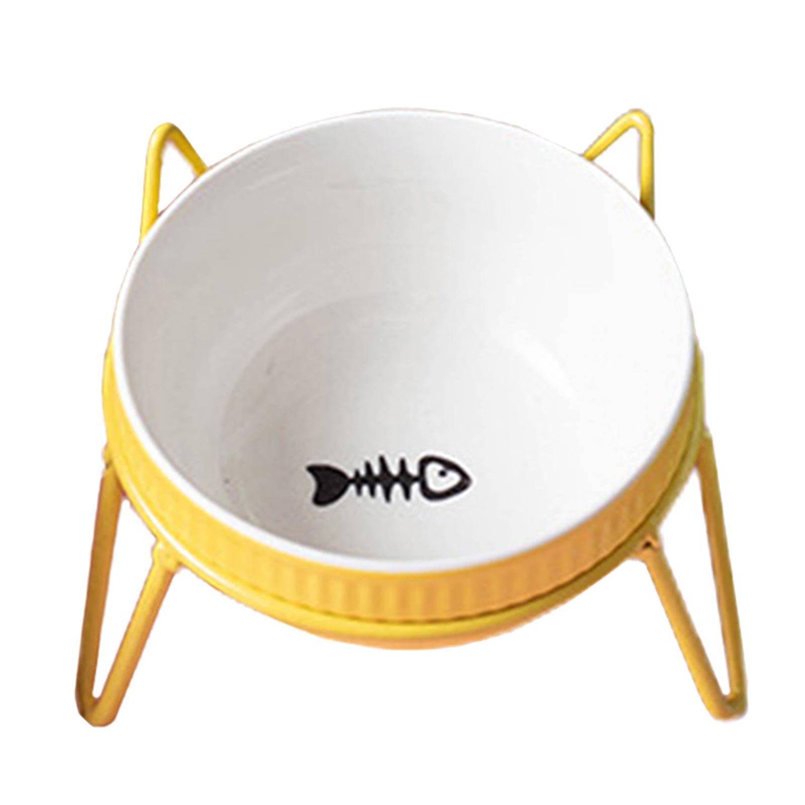 Premium Iron Pet Bowl Stand Holder - Single Feeder for Dogs & Cats - Durable & Non-Slip Food Dish Rack - Vibrant Yellow (Perfect for Home, Kitchen, or Outdoor Use)