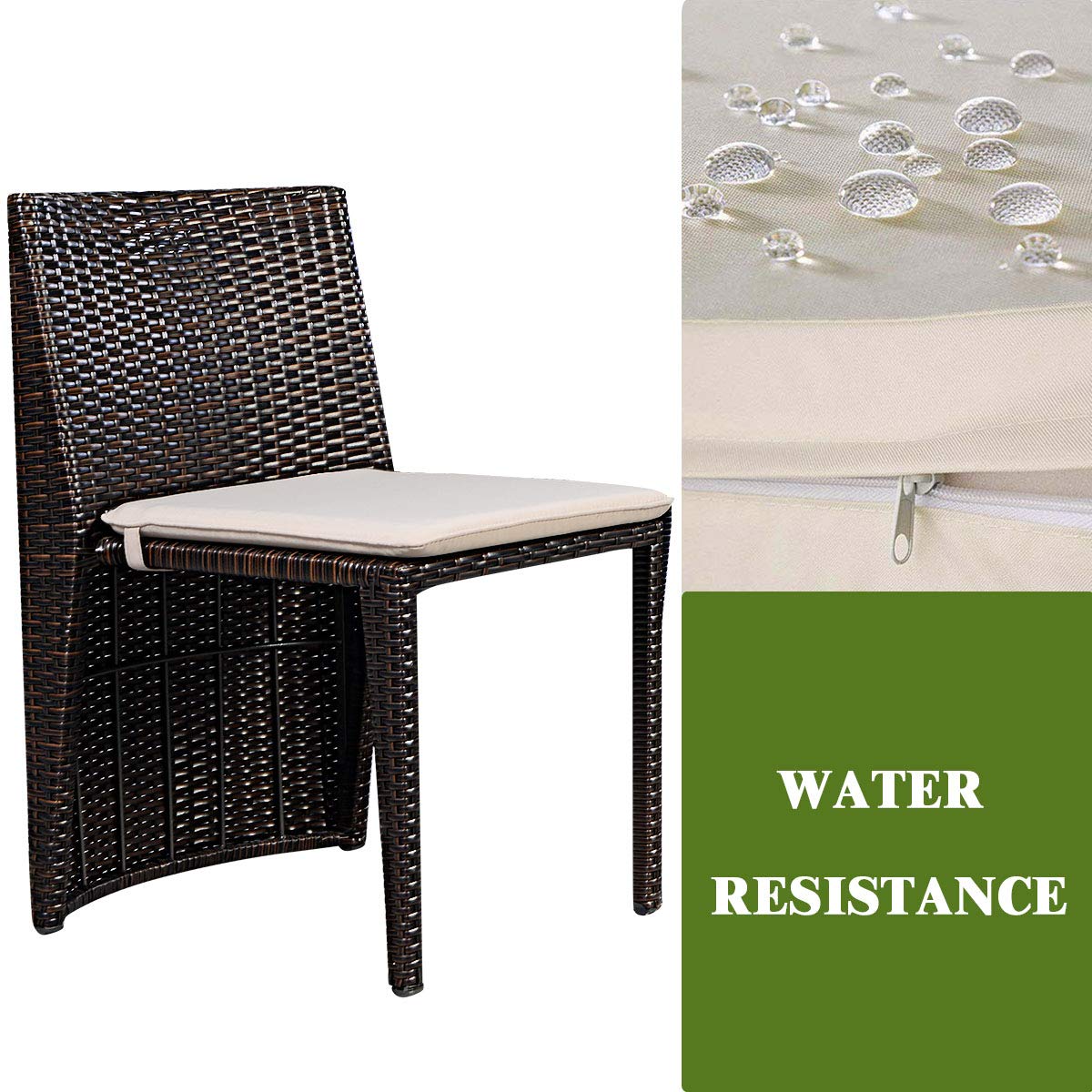 Giantex 3-Piece Outdoor Patio Furniture Set - Cushioned Wicker Bistro Sofa for Garden, Lawn, Balcony - Space-Saving Conversation Set, No Assembly Required (Brown) - Perfect for Relaxing, Entertaining, and Outdoor Dining