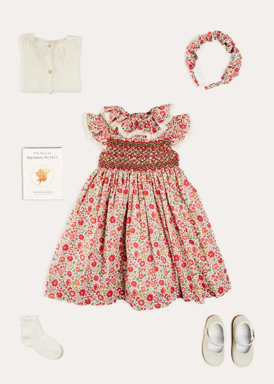 Margot Dress for Toddler Girls - Floral Print Cotton A-Line Dress with Bow Detail | Perfect for Birthday Parties, Family Photos & Special Occasions