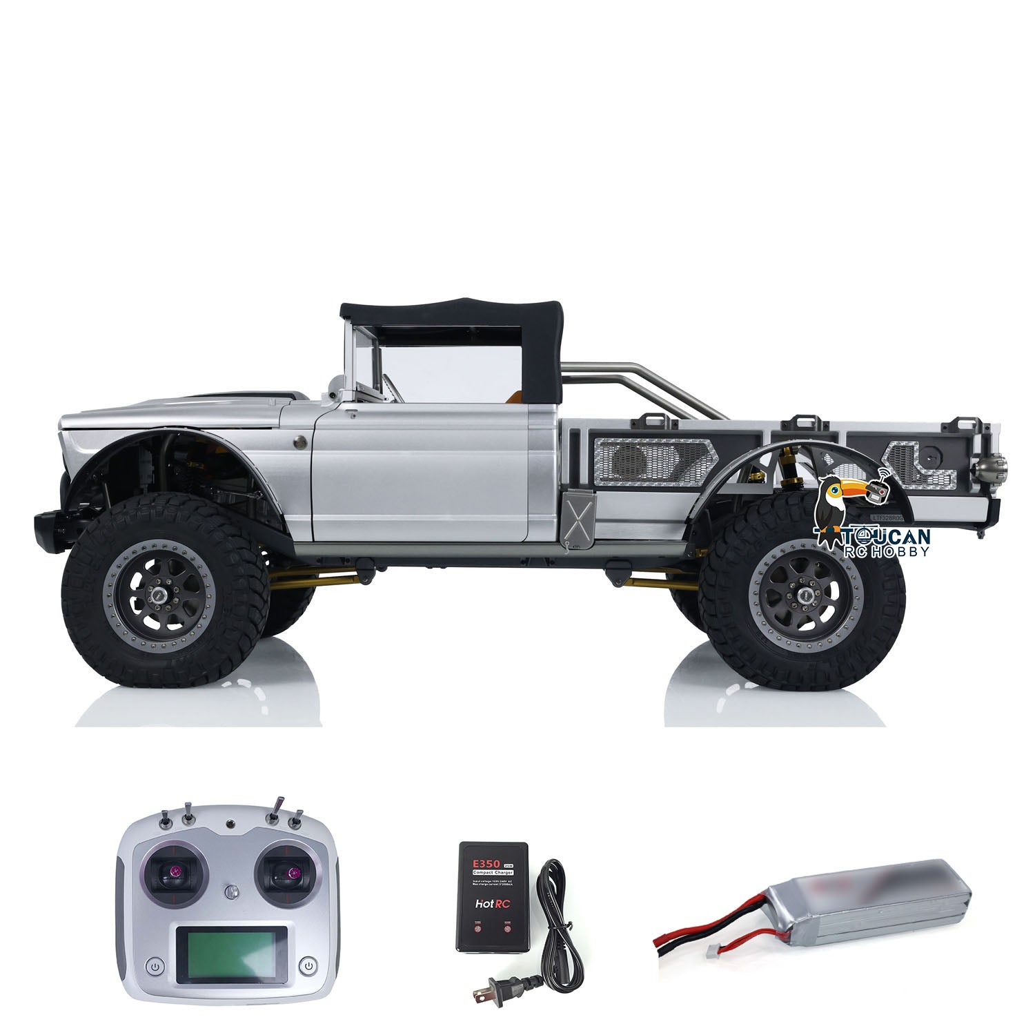 TWOLF 1/8 Scale M715 RTR RC Rock Crawler Truck - 4WD Off-Road Remote Control Car with Metal Chassis, LED Lights & Smoke Simulation | Ideal for Trail Crawling, Backyard Adventures & RC Enthusiasts