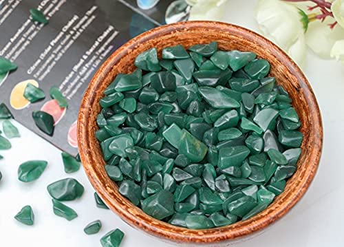 Natural Green Aventurine Crystal Chips - 1 Lb Bulk Tumbled Gemstones for Reiki Healing, Witchcraft & Jewelry Making | Irregular Shaped Crushed Stones for Valentines Gifts, Spiritual Crafts & Home Decor