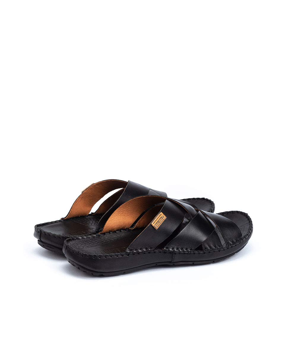 PIKOLINOS Men's Leather Flat Sandals - Comfortable Black Tarifa Style for Casual Wear & Summer Outings