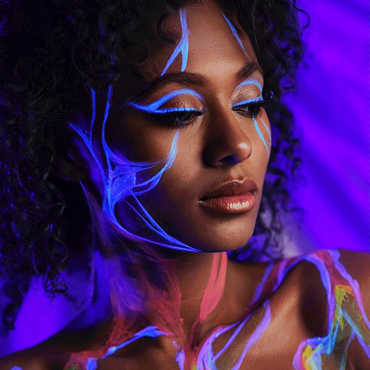 Mehron Paradise Makeup Neon UV Glow Palette - Professional Face & Body Paint for Halloween, Raves & UV Parties - Glowing Makeup for Blacklight Events & Cosplay