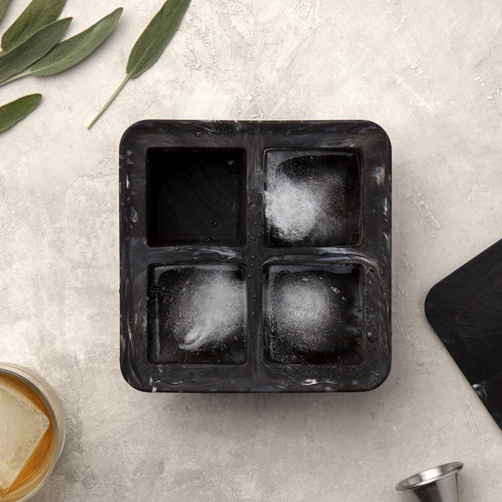 W&P PEAK Extra Large Silicone Ice Cube Tray with Marble Design - Perfect for Cocktails, Whiskey, and Party Drinks