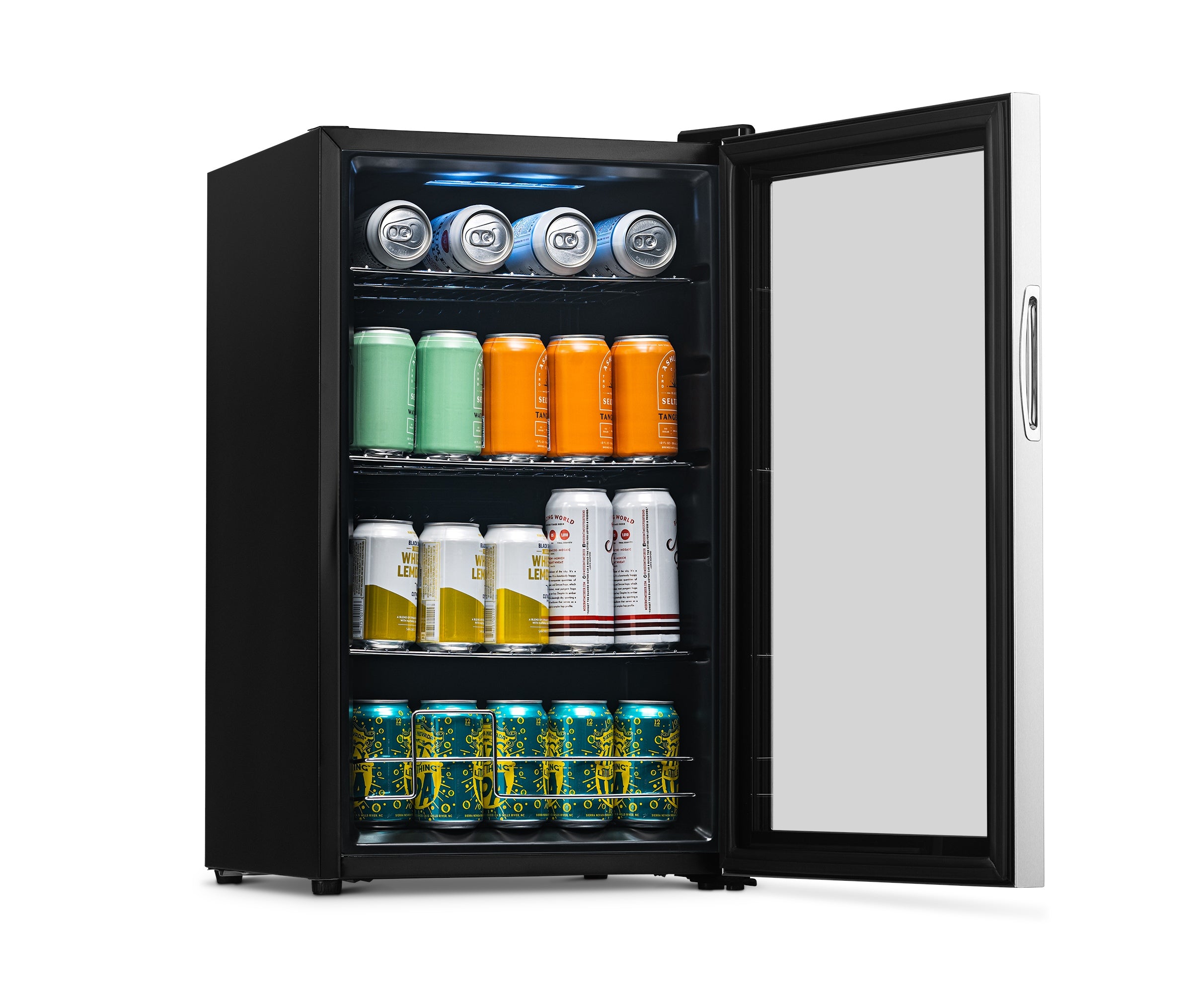 Newair® 100 Can Freestanding Stainless Steel Beverage Refrigerator - Compact Beverage Cooler for Beer, Wine & Soda - Perfect for Home Bar, Office, Man Cave or Game Room