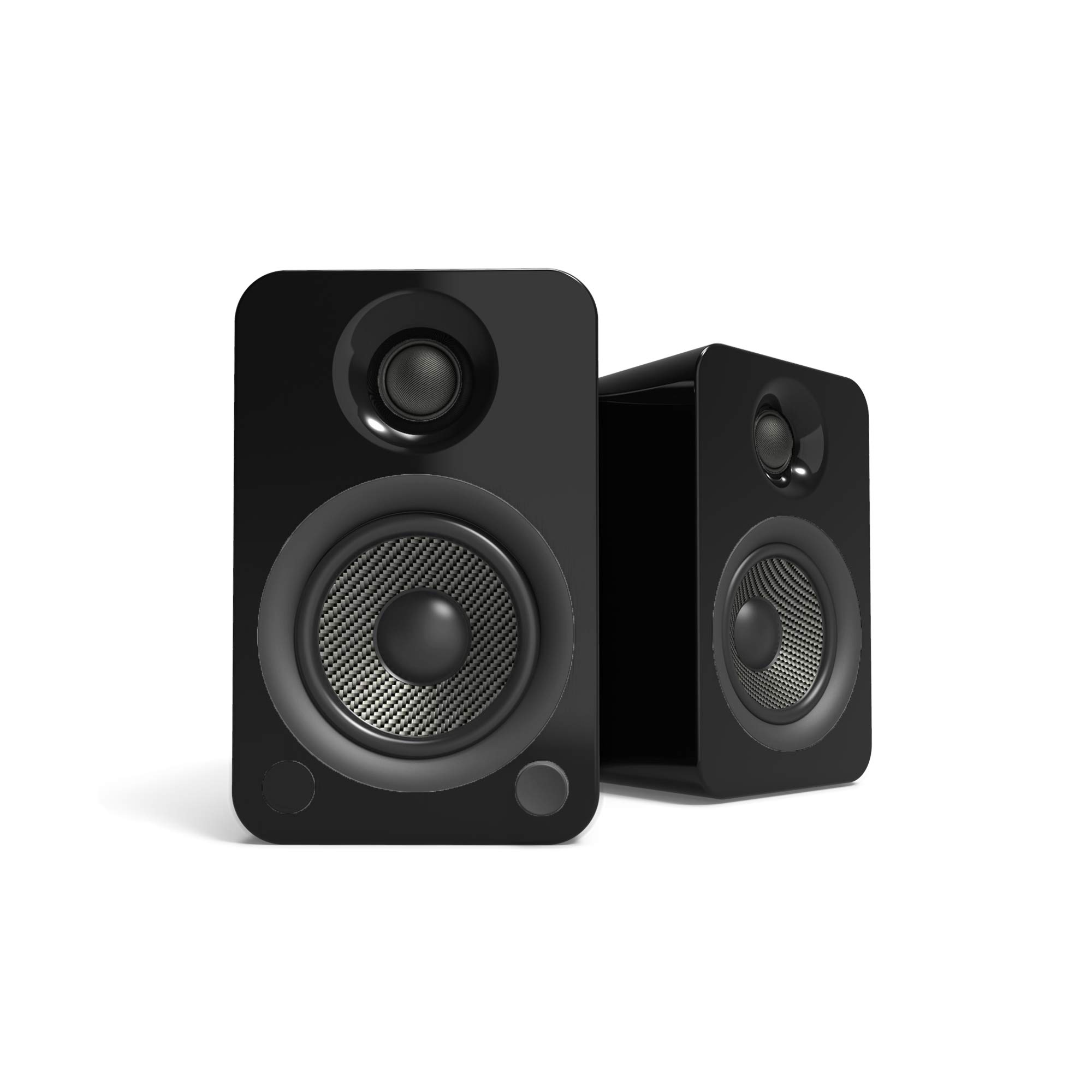 Kanto YU4GB Powered Bluetooth Bookshelf Speakers with Built-in Phono Preamp - 140W Peak Power, Auto Standby, Remote Included - Gloss Black Finish for Home Audio & Vinyl Record Setup