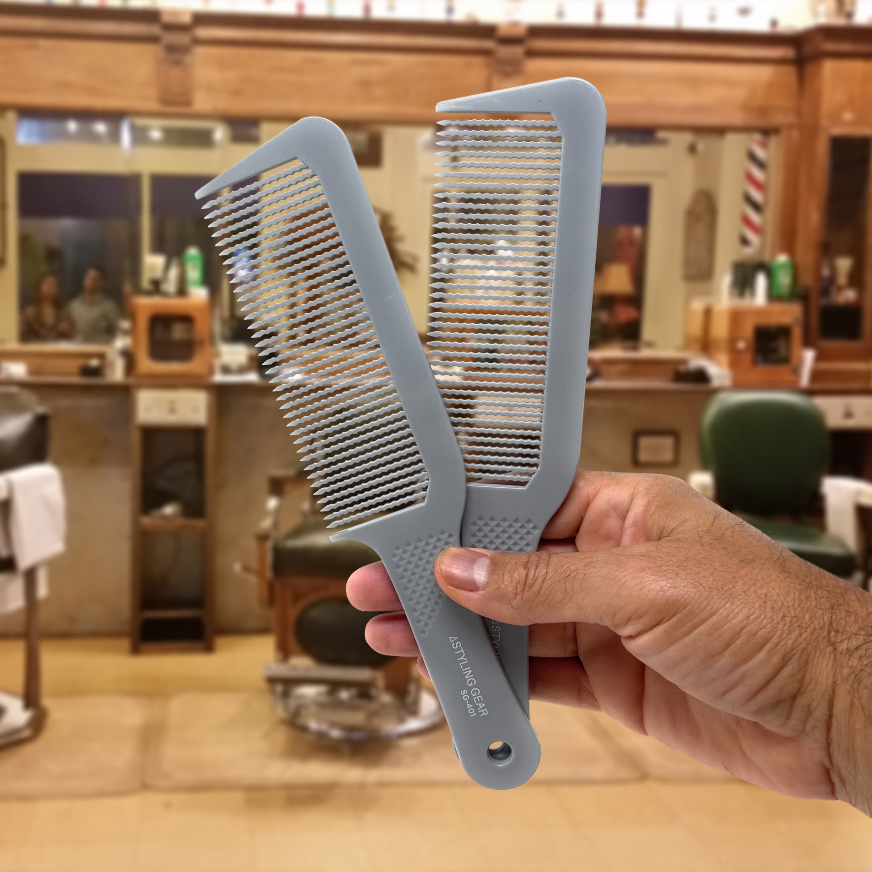 Styling Gear 401 XL Clipper Comb for Flattop Haircuts - Wavy Teeth Design, Professional Gray Hair Clipper Comb (2-Pack) | Perfect for Barbershops, Home Haircuts & Professional Grooming