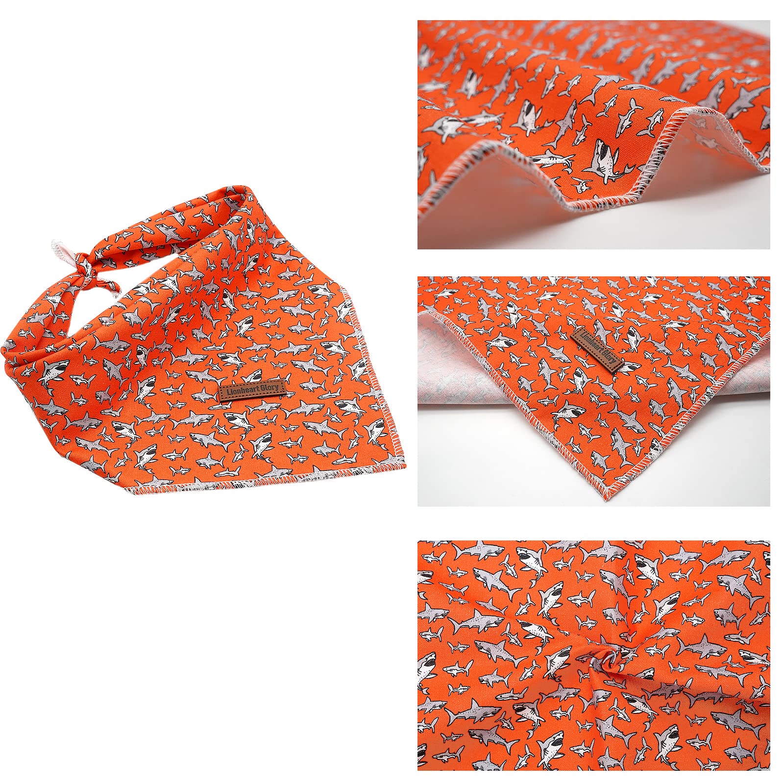 Lionheart Glory Washable Soft Dog Bandana Scarf - Adjustable Shark Square Pet Kerchief for Medium & Large Dogs (1 Pack) | Perfect for Pet Fashion, Outdoor Adventures & Special Occasions