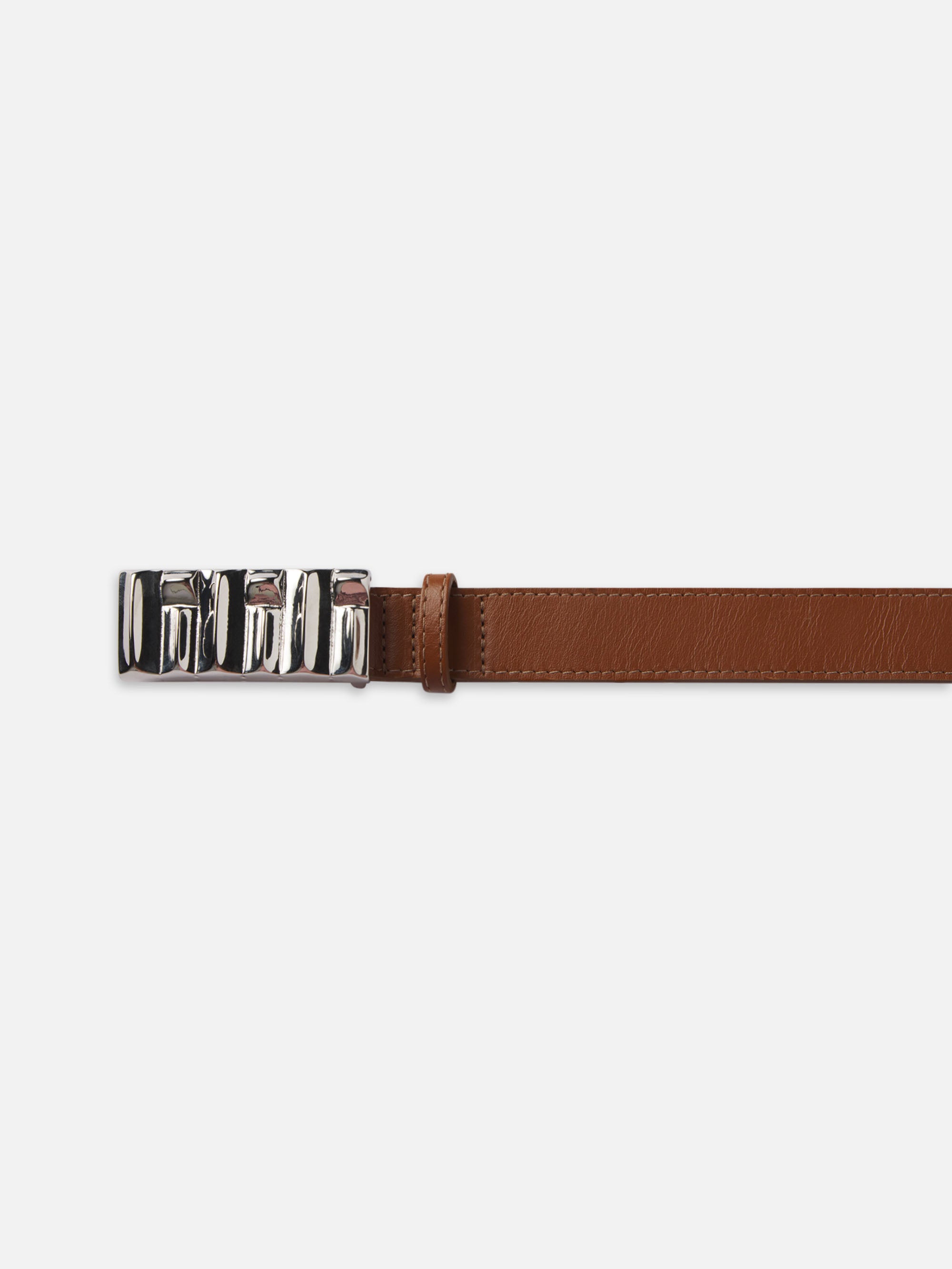 Elegant Sculptural Leather Belt in Cognac Brown - Perfect for Casual, Office & Formal Outfits