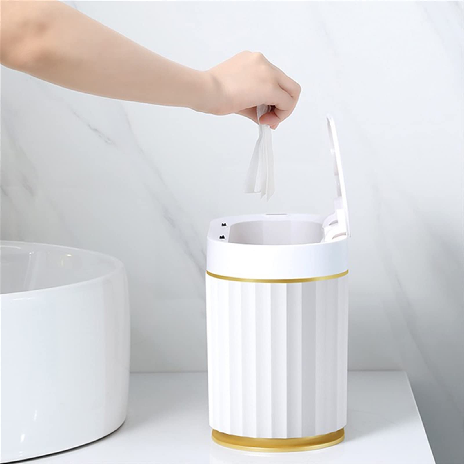 Smart Sensor Compost Bin - 4L Mini Automatic Trash Can with Step Pedal for Kitchen, Office, Desk | Eco-Friendly Waste Basket for Organic Recycling & Small Space Living