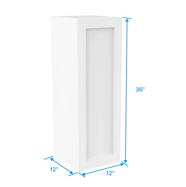 36 Inch Wall Cabinet - 12W x 36H x 12D, Aria White Shaker Style - Perfect for Kitchen, Bathroom, Laundry Room & Garage Storage Organization