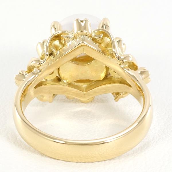 18K Yellow Gold Akoya Pearl Diamond Ring for Women - Elegant Pearl Jewelry Gift for Anniversary, Wedding, Engagement - Perfect for Special Occasions & Evening Events