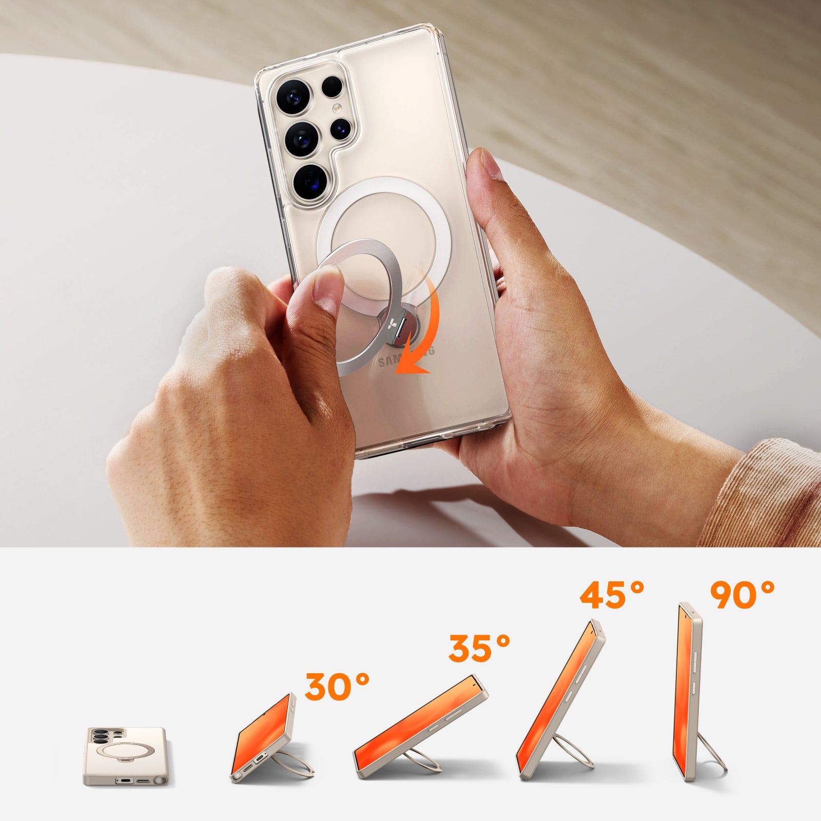 Ostand Q3 360° Rotating Phone Stand Holder for Samsung Galaxy S25 Ultra - Perfect for Desk, Home, Office & Video Calls
